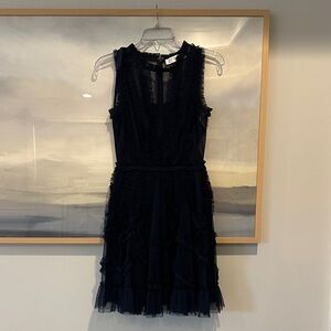 Mac Duggal Navy Ruffled Mini Dress